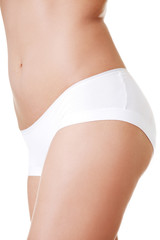 Beautiful female body isolated on white.