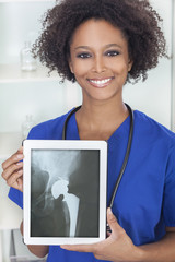African American Woman Doctor X-Ray Tablet Computer