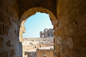Roman amphitheater in the city of El Jem - Tunisia, Africa