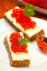 caviar red sandwhich