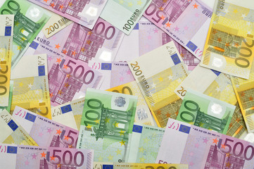 Euro paper money background.