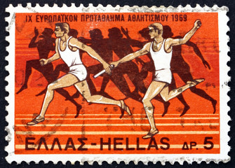 Postage stamp Greece 1969 Relay Race and Runners from Amphora