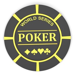 Poker chips on a white background