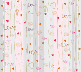 Seamless romantic background with hearts