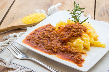 Polenta with Bolognese Sauce