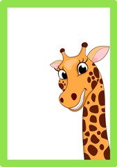 Illustration Of Giraffe Cartoon On Frame