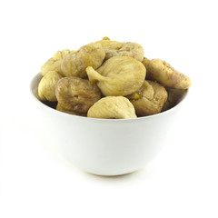 Figs fruit in bowl isolated on white background