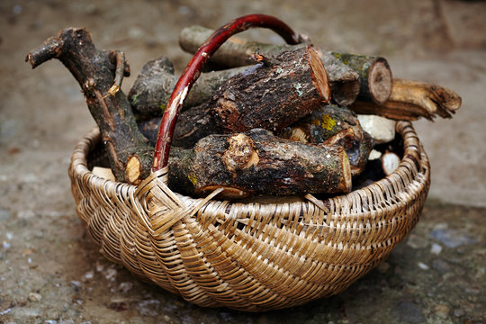 Basket with firewood