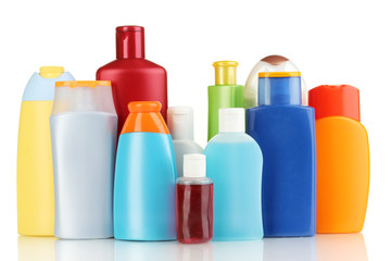 A lot of different cosmetic products for personal care isolated