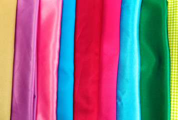 heap of cloth fabrics, close up