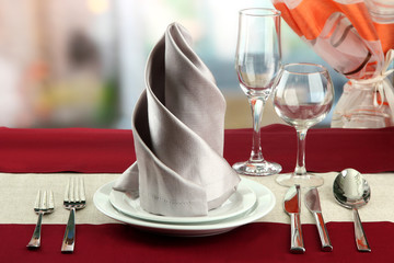 holiday table setting at restaurant