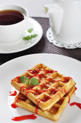 Waffles with jam