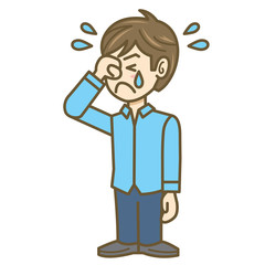 男性　イラスト　全身　泣く