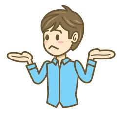 男性　イラスト　上半身　お手上げ