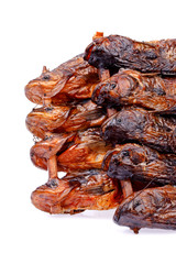 dry siluridae fishs on white background