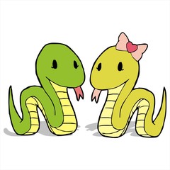 couple snake cartoon vector