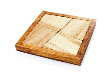 Wooden Tangram on White Background