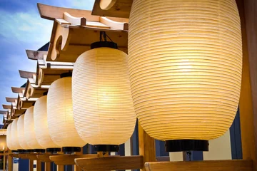 Muurstickers Rij Japanse lantaarns © coward_lion