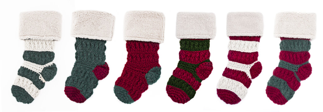 Row Of Knitted Christmas Stockings