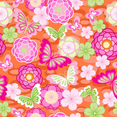 cute Asian floral seamless background