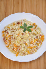 Süsskartoffel Speck Risotto mit Salbei