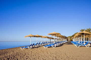 Sun Loungers on a Beach in Marbella