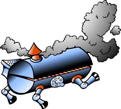 Hand-drawn Vector illustration of an running BBQ barrel