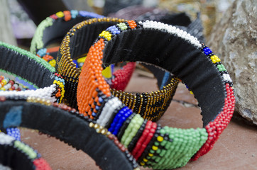 Colourful beadwork Ndebele bracelets