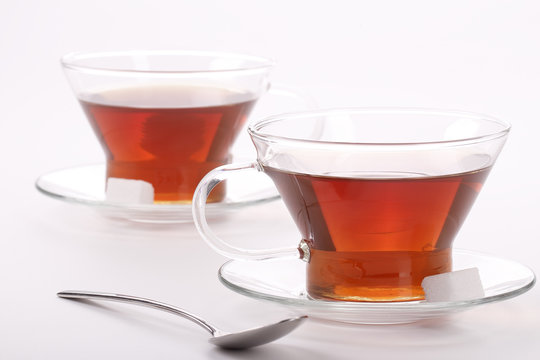 Two elegant cups of black tea