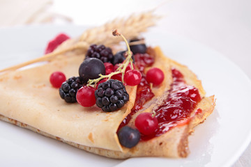 crepe with fruits and jam