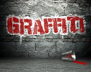 Graffiti wall with word, street background