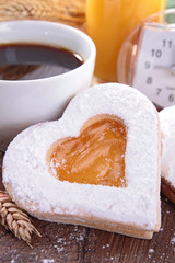 heart shape biscuit and coffee