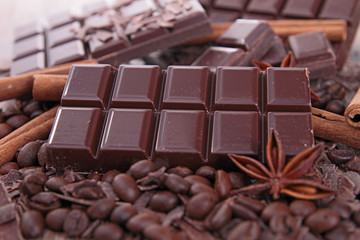 chocolate bar and spices