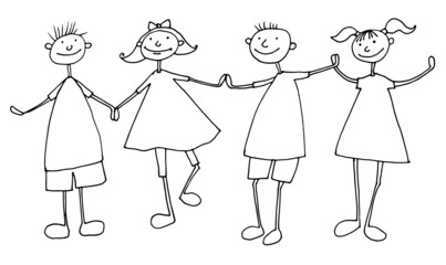 Hand draw cartoon family