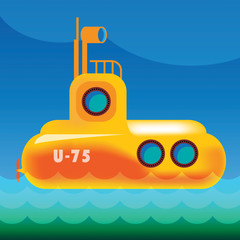 Obraz premium Żółta łódź podwodna