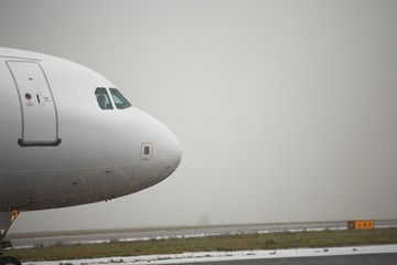 Airport runway in bad weather