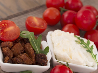 greaves with cheese and tomato