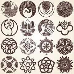 Decorative Ornaments Set of Design Elements, japanese type