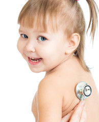 Pediatric doctor examining little baby girl with stethoscope iso © Oksana Kuzmina