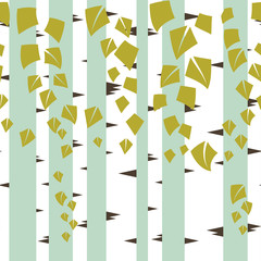 Seamless vector texture with green trees of birch.