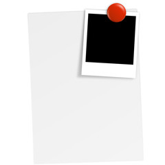 Zettel weiß mit Polaroid und Magnet
