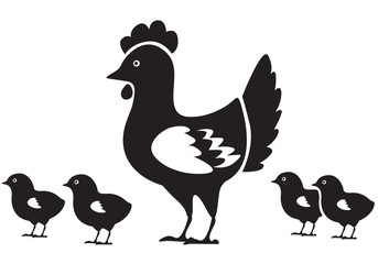 Fototapeta na wymiar Hen with chicks