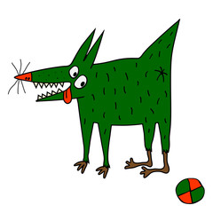 Fototapeta premium strange green dog with а ball