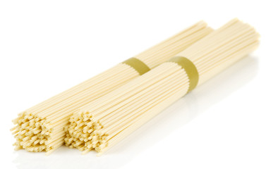 Egg noodles isolated on white