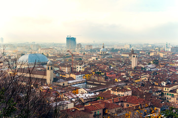 Obraz premium Aereal view of Brescia city from the castle