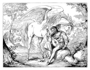 Pegasus : Winged Horse - Medieval Style