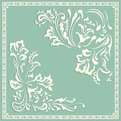 swirling pattern, floral elements