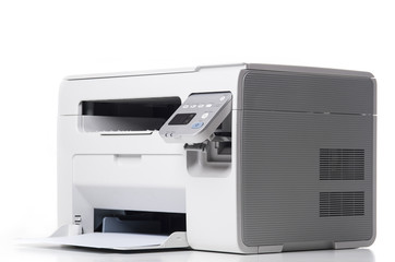 Laser printer isolated on white background.