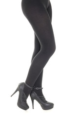 Woman's legs with black tights and shoes