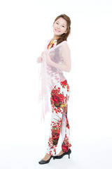 Beautiful asian woman wearing cheongsam